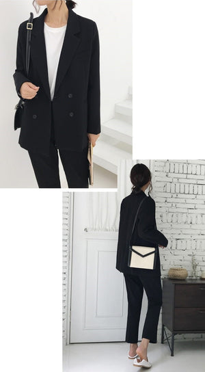Black Notched Blazer Suit Set