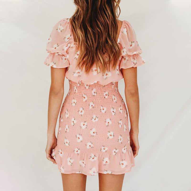 Summer Picnic Cherry Blossom Mini Dress
