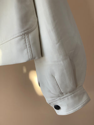 Vegan Leather Moto Wrap Jacket - White