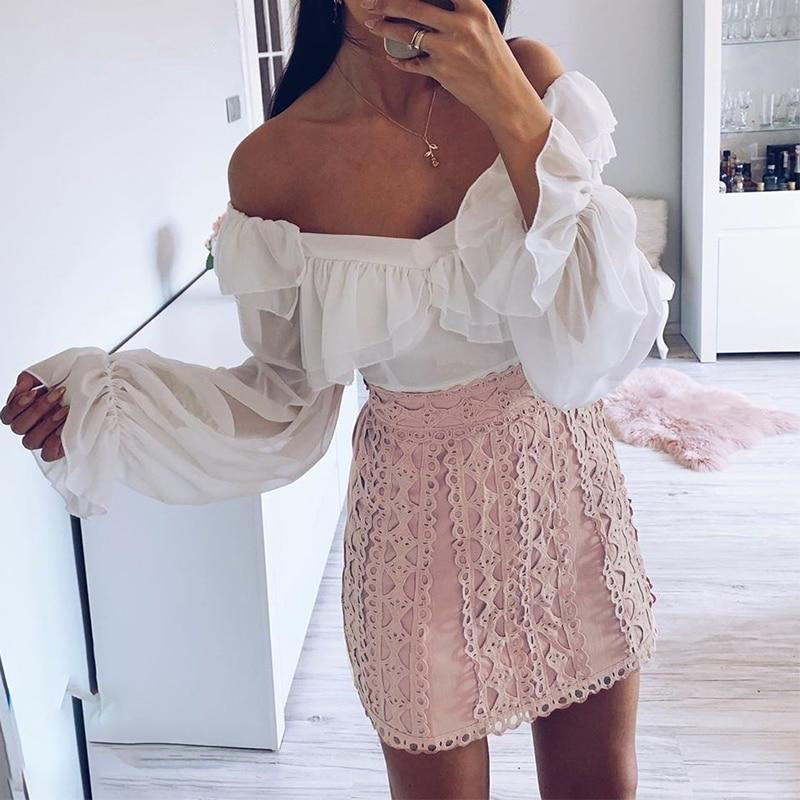 Peony Pink Lace Embroidery Skirt
