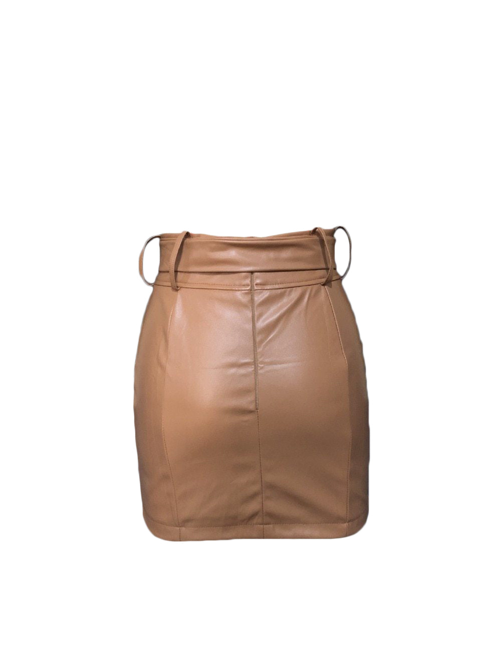 Zipper Slit Vegan Leather Mini Skirt