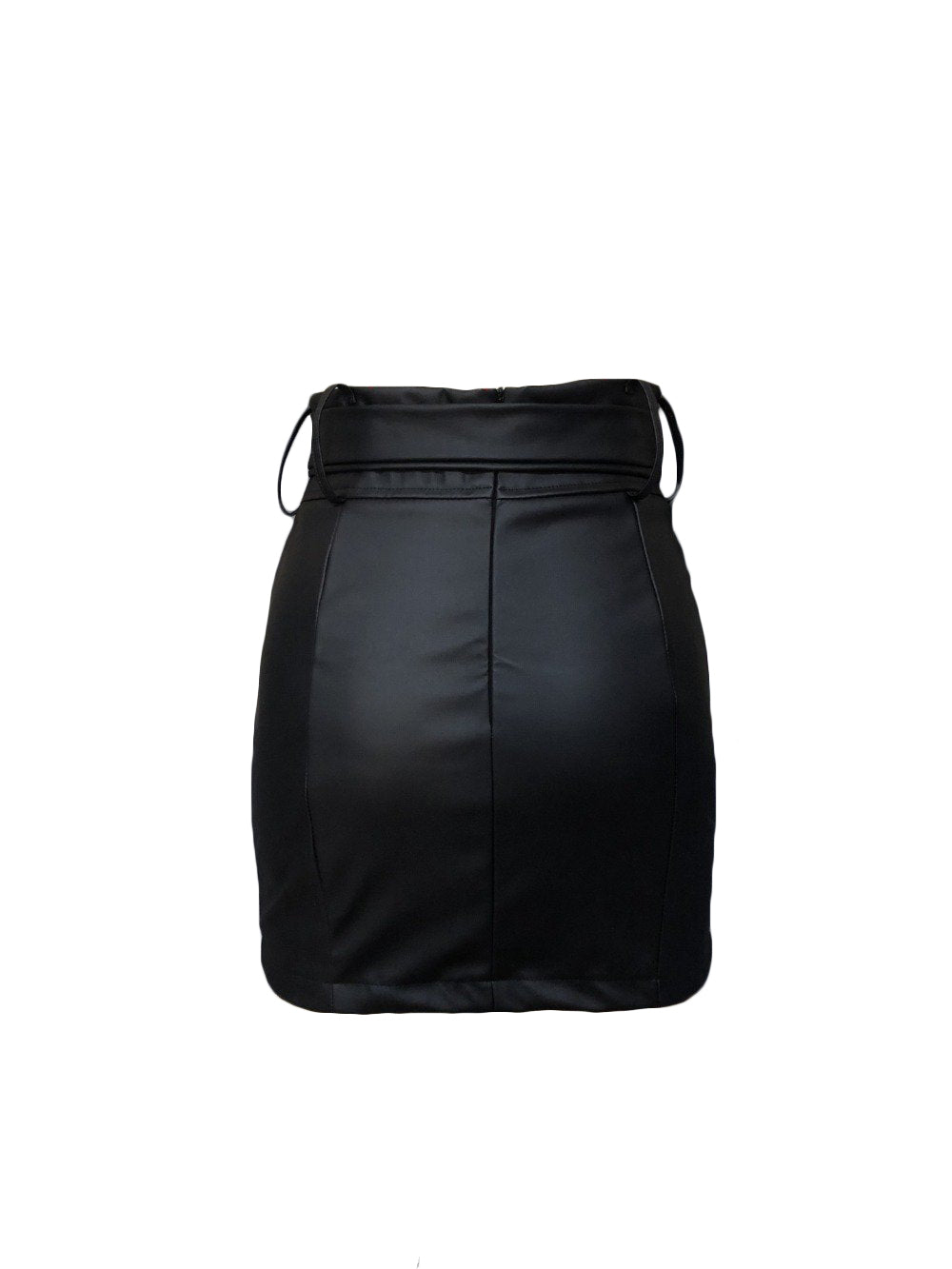 Zipper Slit Vegan Leather Mini Skirt