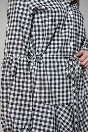 Checkered Trapeze Shirt Dress