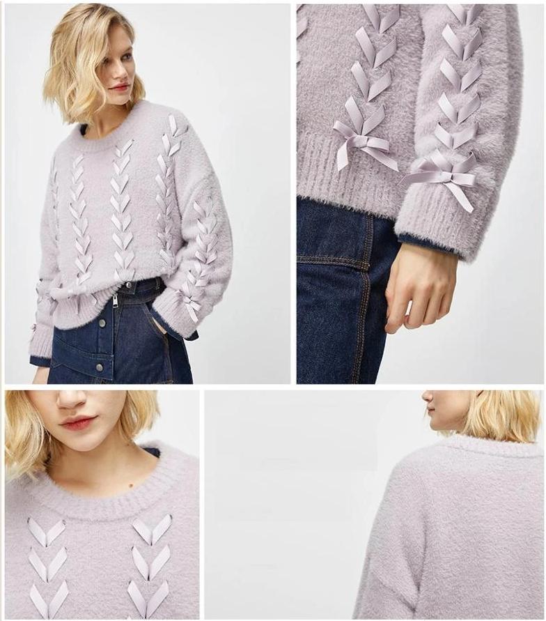 Lace-up Knitted Sweater