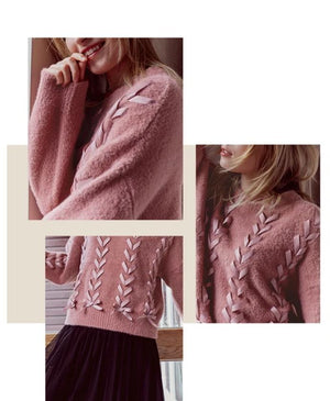 Lace-up Knitted Sweater