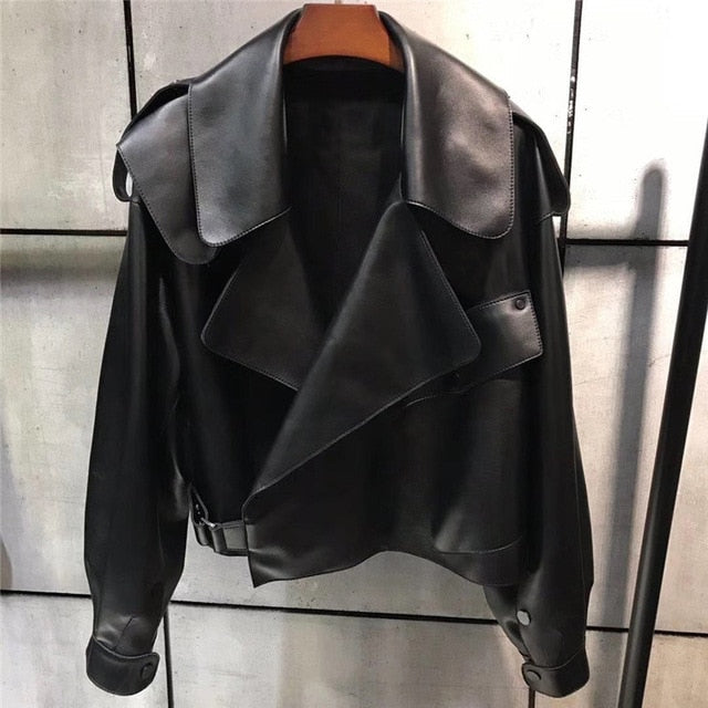 Vegan Leather Moto Wrap Jacket - Black