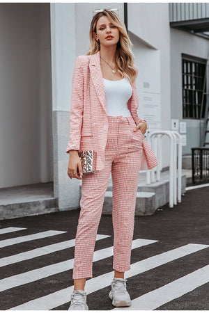 Pink Plaid Seersucker Blazer Suit