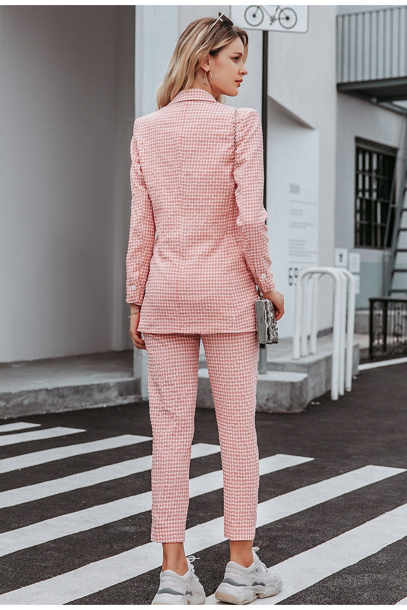 Pink Plaid Seersucker Blazer Suit