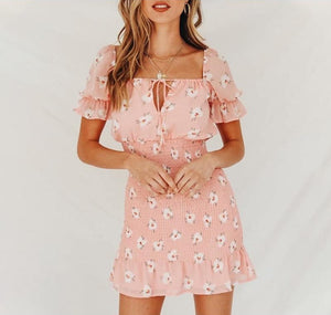 Summer Picnic Cherry Blossom Mini Dress