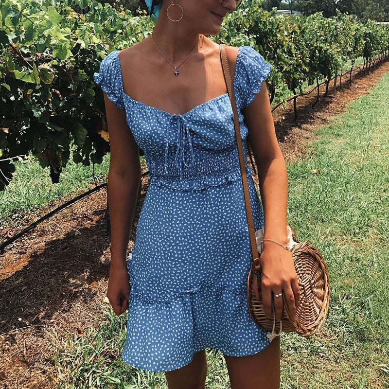 Summer Picnic Blue Sky Mini Dress