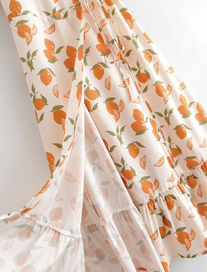 Orange Lemon Maxi Wrap Dress