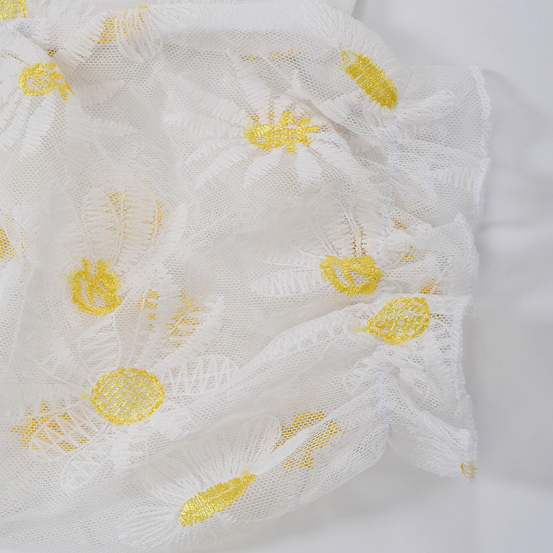 Snow Daisy Embroidery Dress