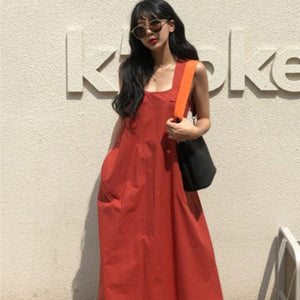 Sedona Orange Pinafore Overall Dress